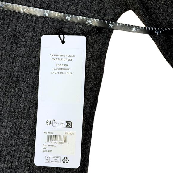 Alo Yoga Cashmere Plush Waffle Dress Dark Heather Grey Size XXS NWT Retail $398 - Picture 6 of 7